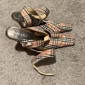 Women's Plaid Heels - Tan and Black